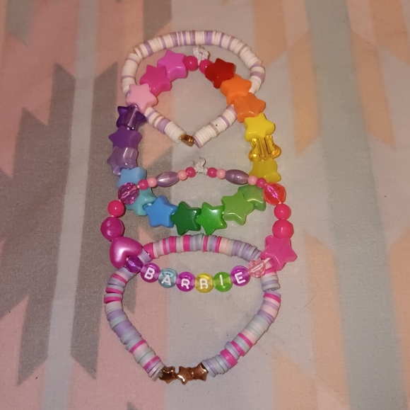RAINBOW 🌈 COLORFUL BARBIE BEADED STARS KAWAII RAVE BRACELET SET - Picture 9 of 16